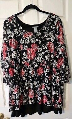 Catherine's Women'sSize 22/24 2X Plus Flowy Floral Boho Chic Tunic Top